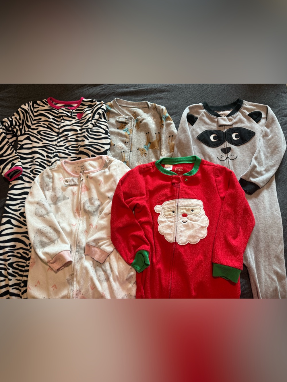 Children's Fleece Footie Pajamas bundle, size 4T